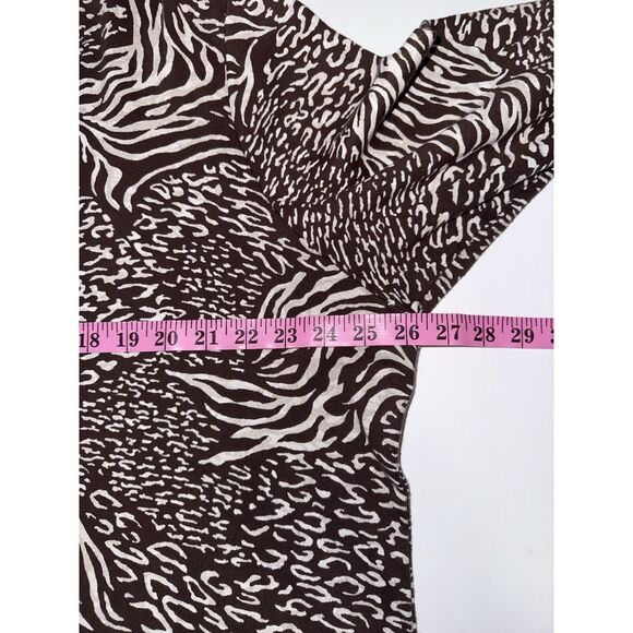 Fresh Produce Top 2X V Neck Relaxed Cotton Blouse 3/4 Sleeve Animal Print Art - Picture 8 of 12